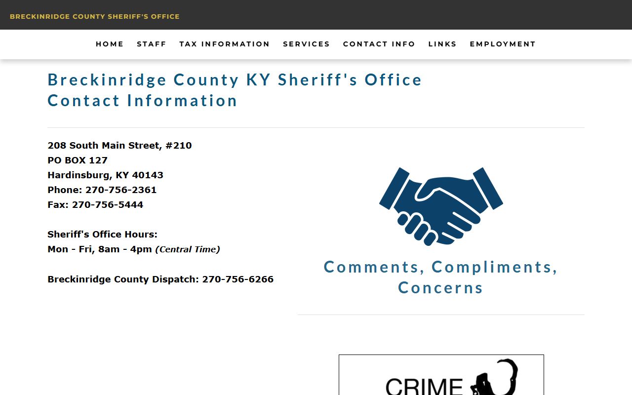 Breckinridge County arrest records and court charges sheriff contact page