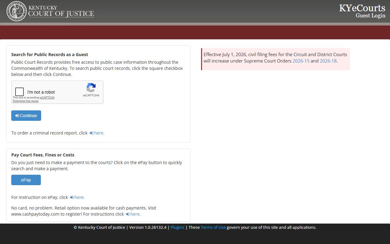 Breckinridge County court records KYeCourts public records guest login