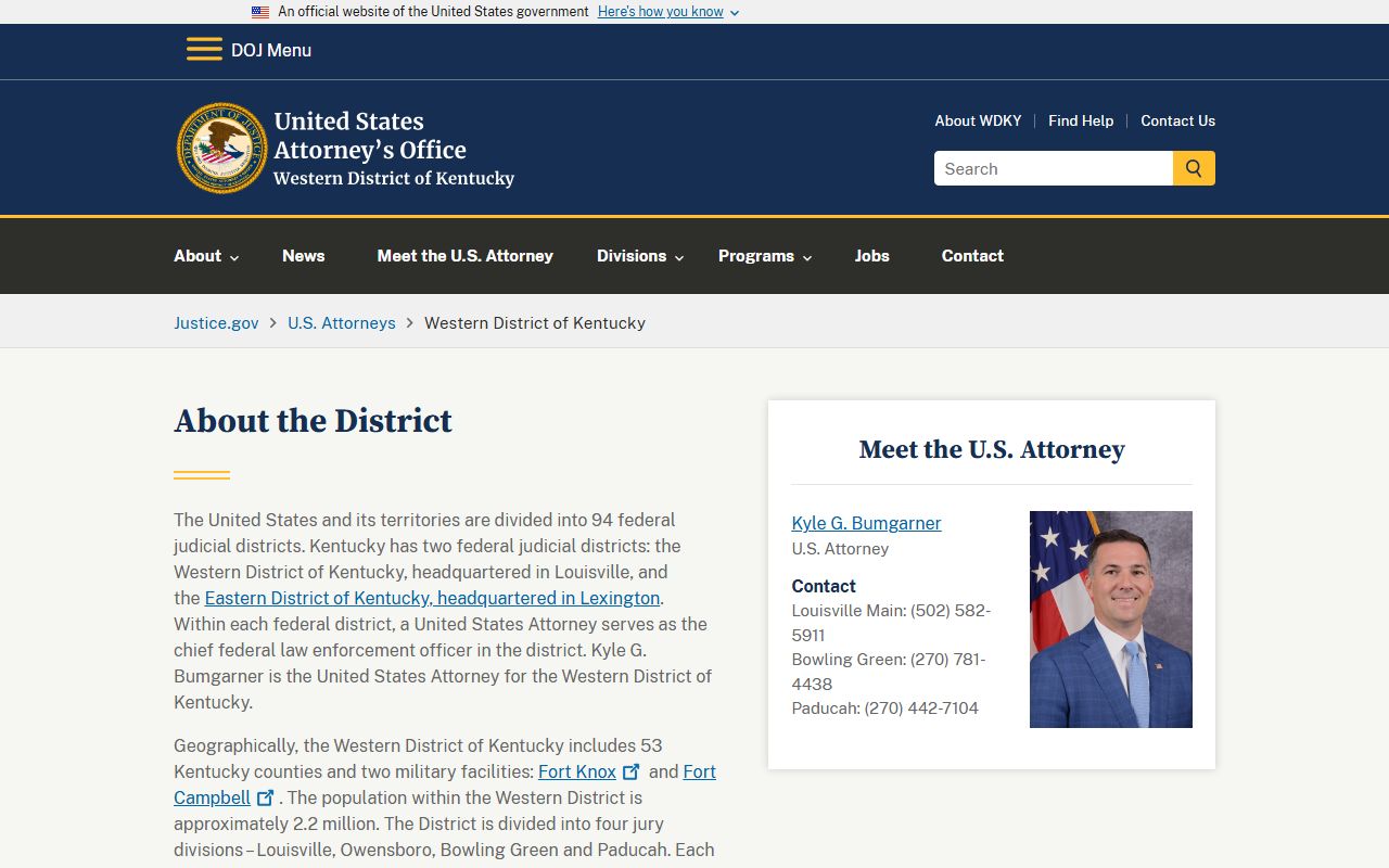 Breckinridge County criminal court records U.S. Attorney Western District of Kentucky