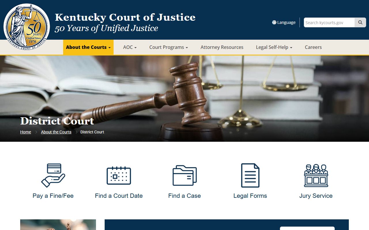 Breckinridge County District Court records jurisdiction page